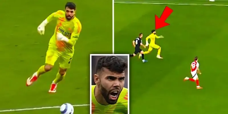 David Raya đã đối mặt với một cú volley cực mạnh từ Erling Haaland trong hiệp 2